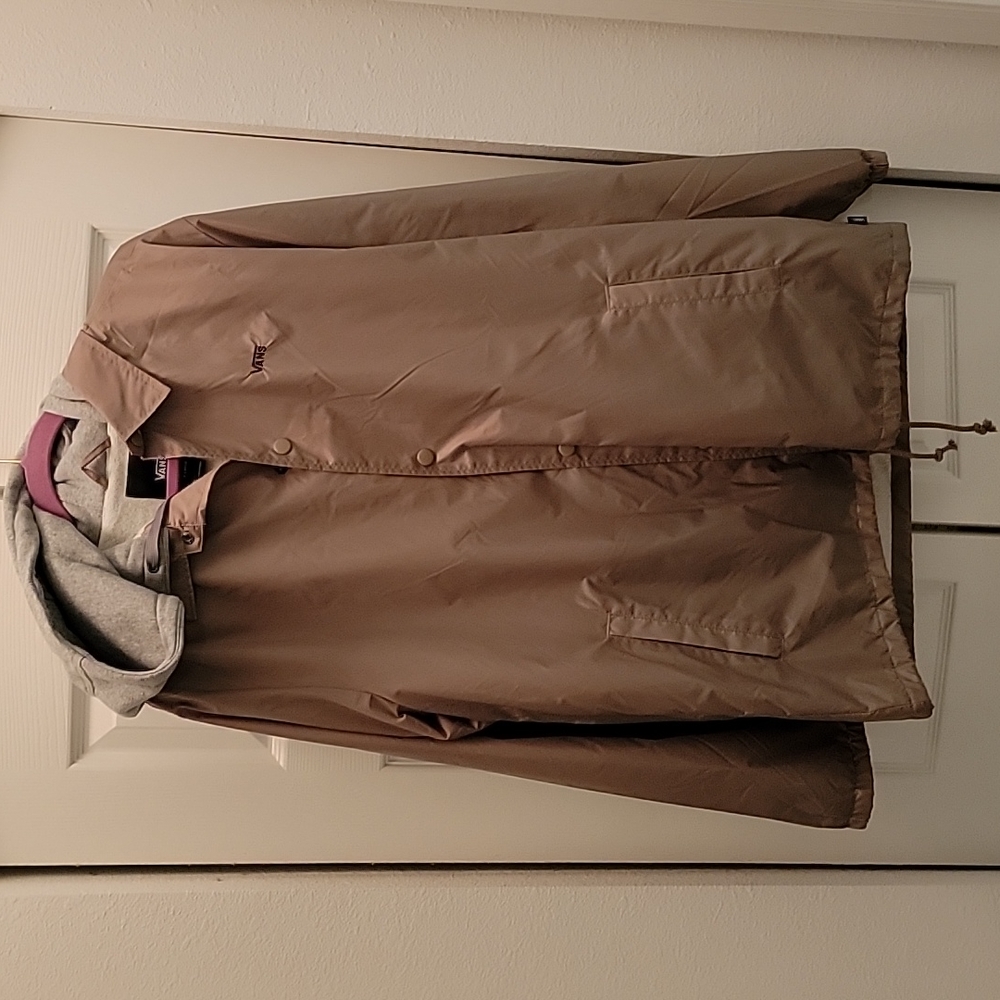 Vans Riley khaki & grey hooded coaches jacket. Size XL